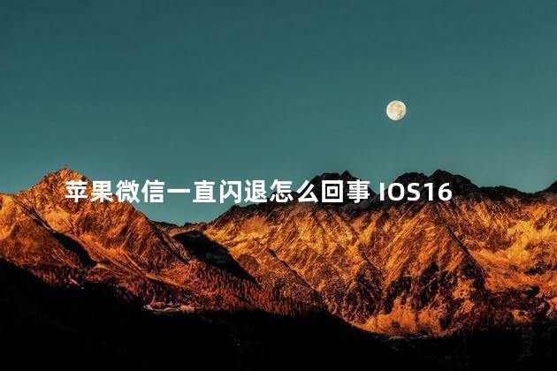 苹果微信一直闪退怎么回事 IOS16更新后微信闪退怎么回事